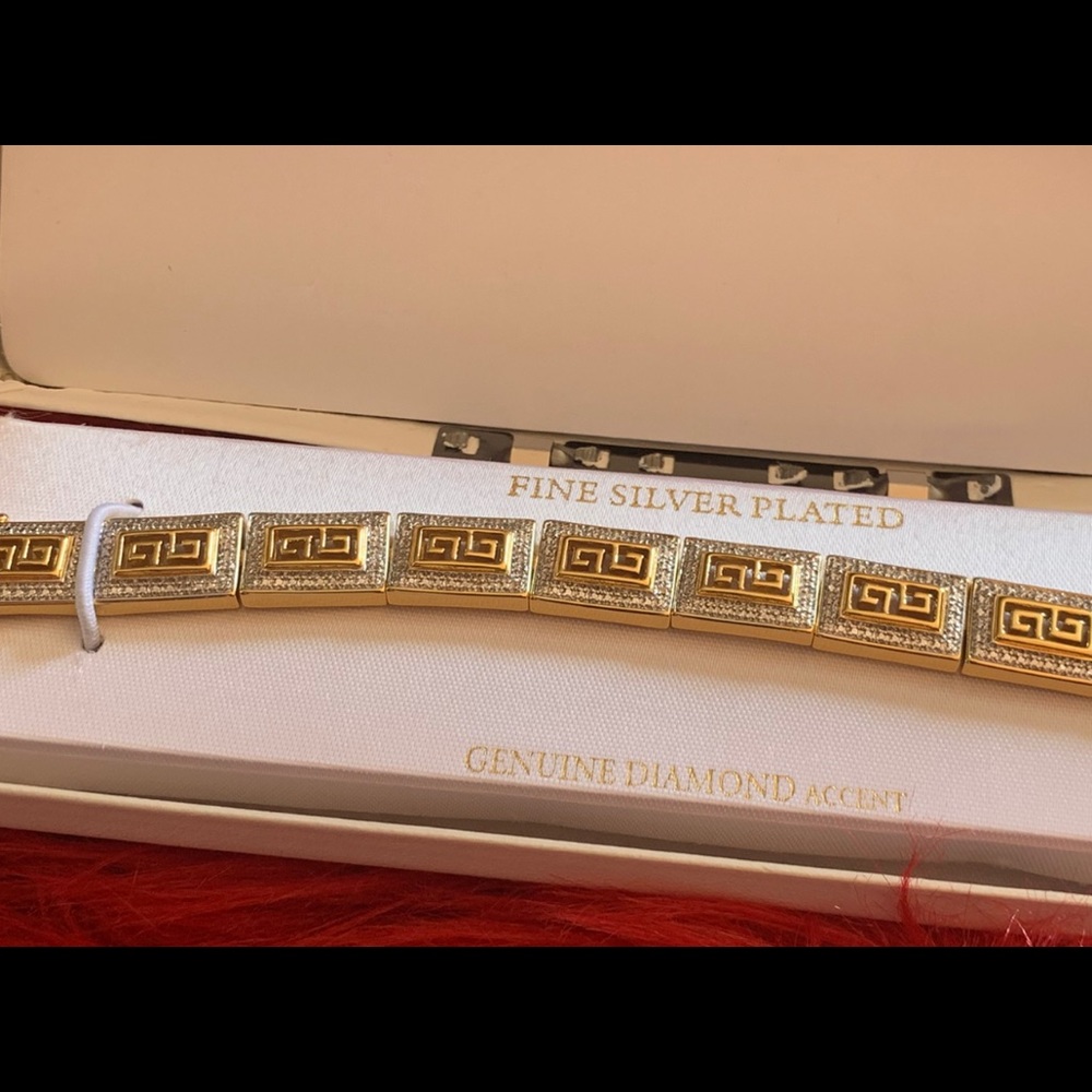 Silver Plated Gold  Bracelet with Diamond Accent